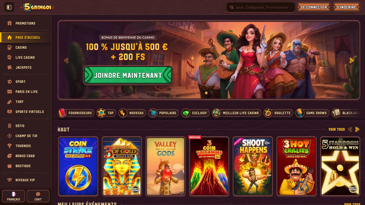 Interface 5Gringos Casino
