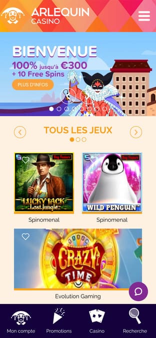Aperçu mobile Arlequin Casino