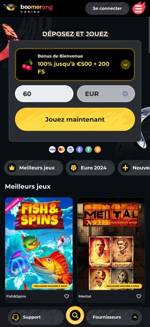 Aperçu mobile Boomerang Casino