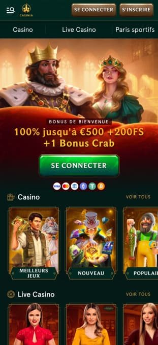 Aperçu mobile Casinia Casino